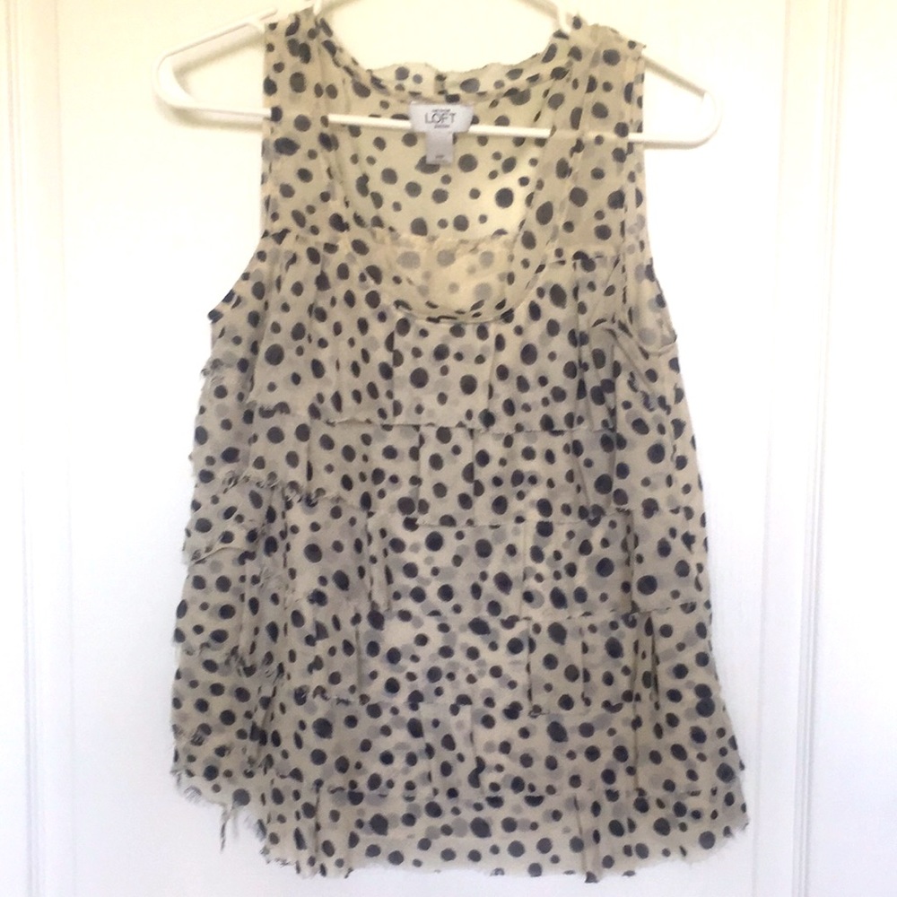 3 for $10 Ruffled polka dot Loft top